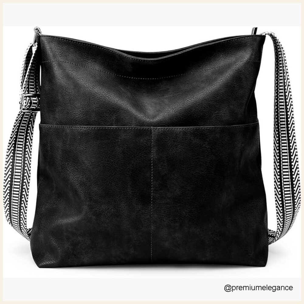 Large Vegan Leather Hobo Bag Crossbody Tote with Laptop Compartment
